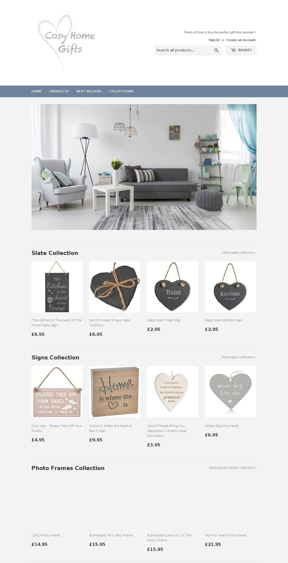 cosyhomegifts.co.uk shopify website screenshot