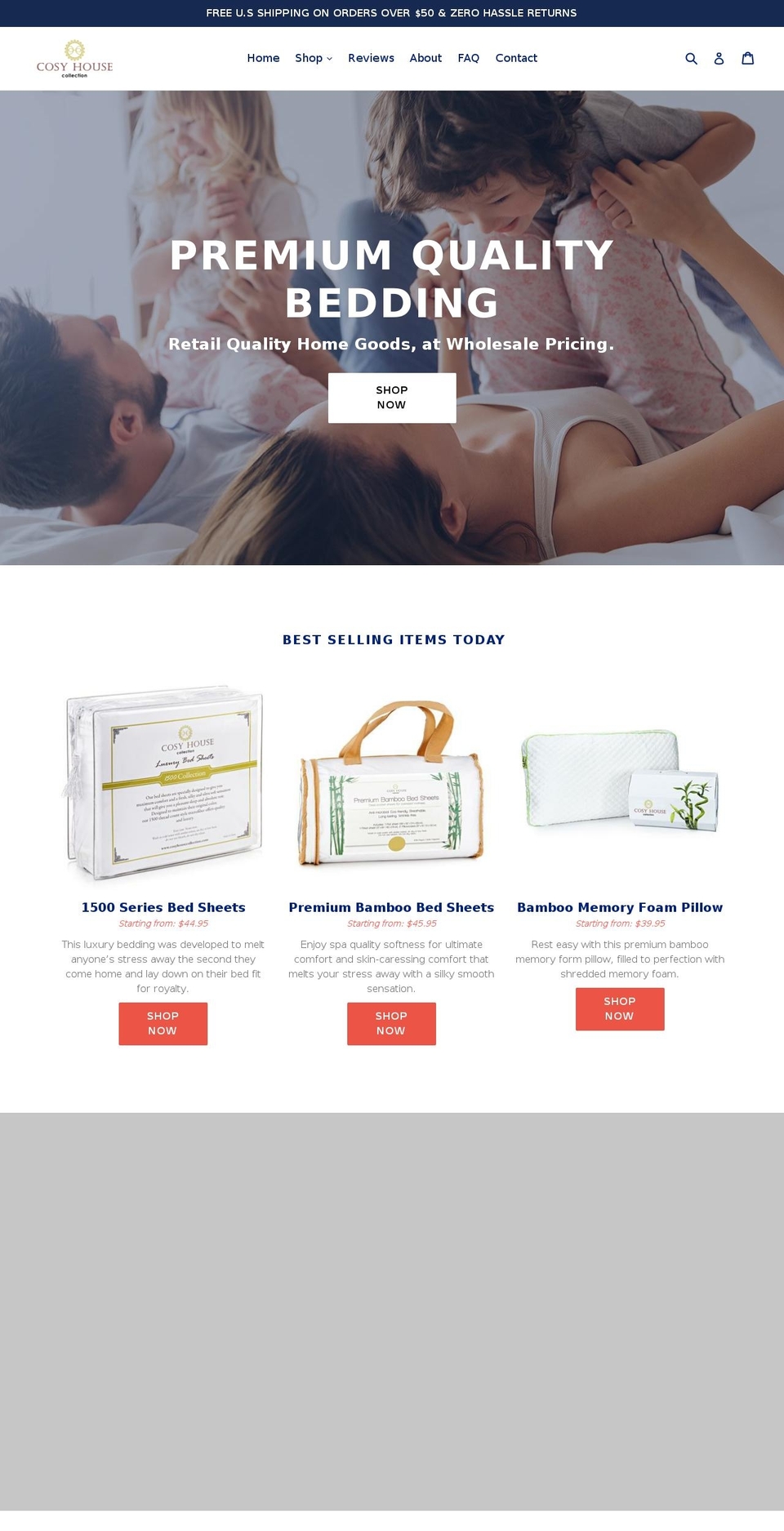 cosyhousecollections.com — Shopify storefront screenshot