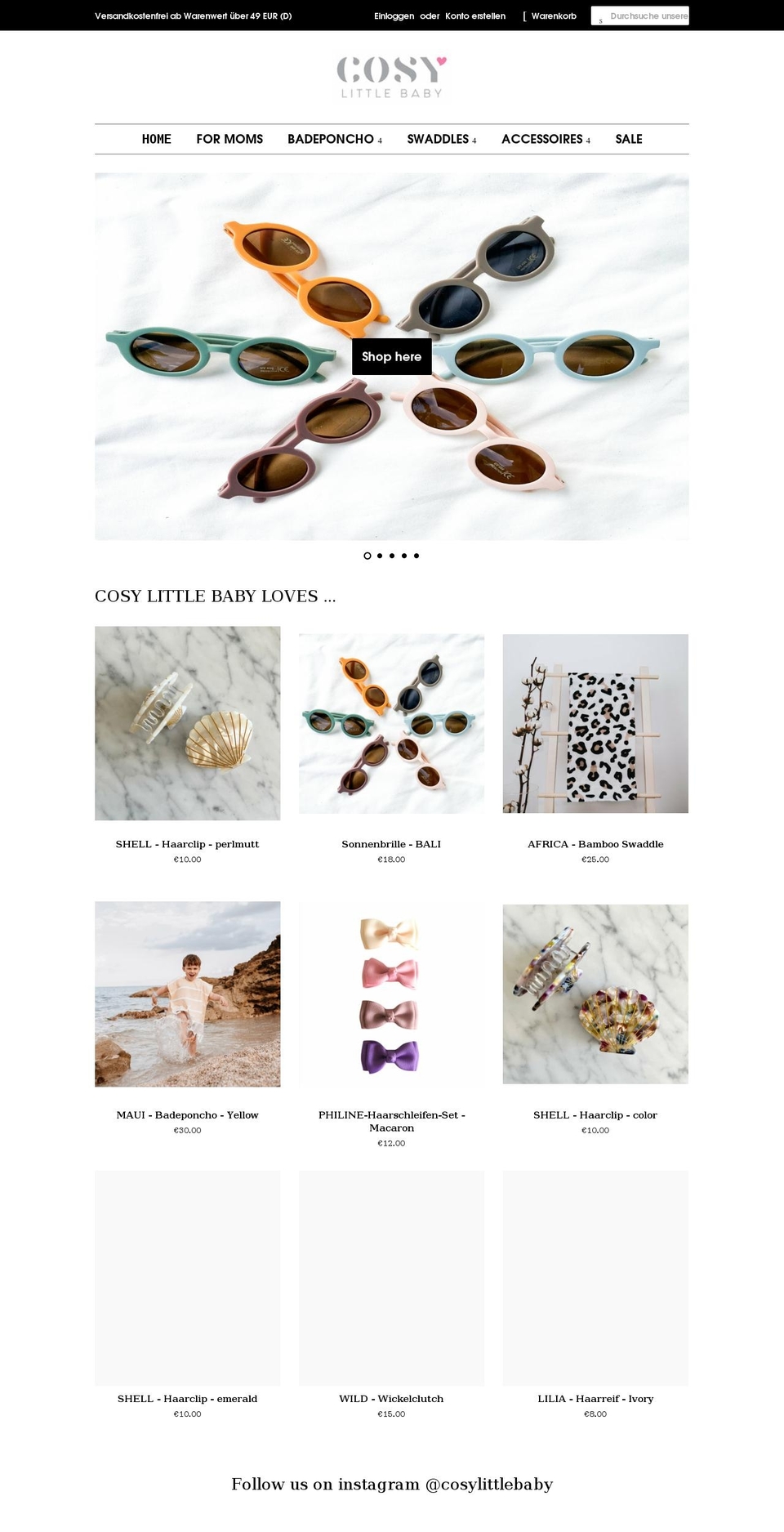 cosylittlebaby.com — Shopify storefront screenshot