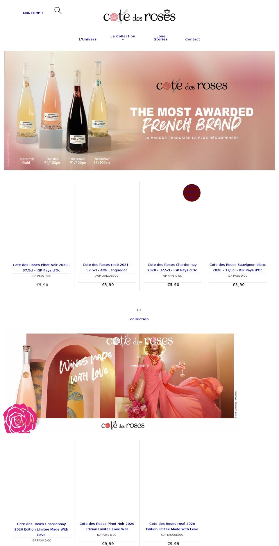 cote-des-roses.vin shopify website screenshot
