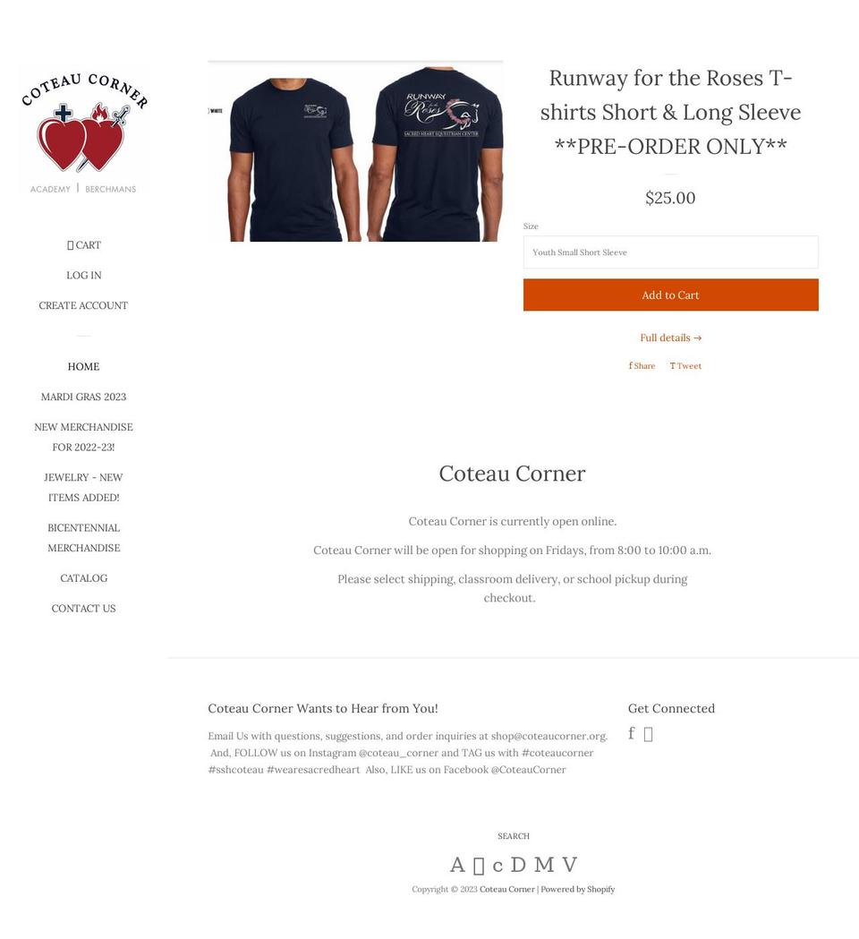 coteaucorner.org shopify website screenshot