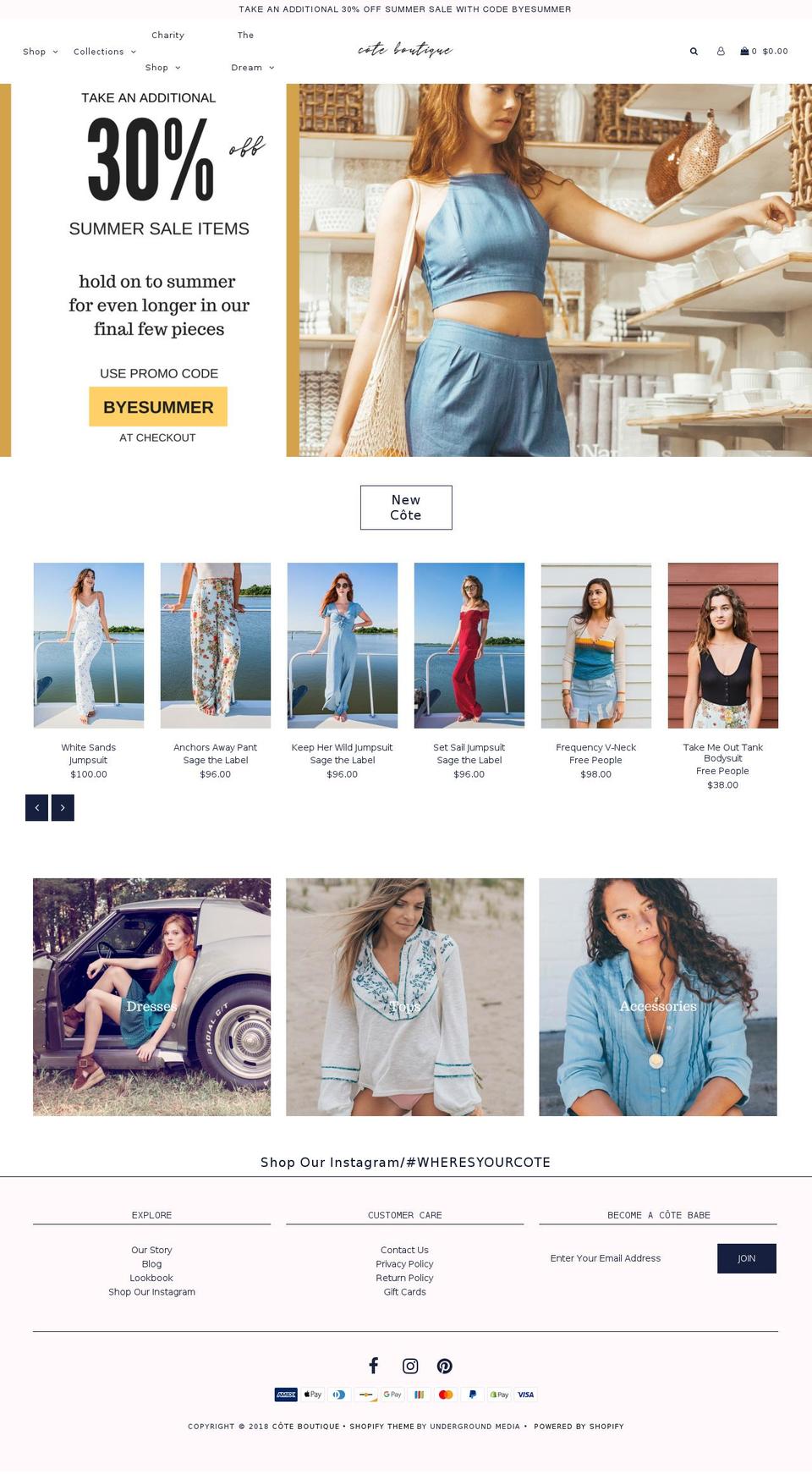 coteboutiques.com shopify website screenshot