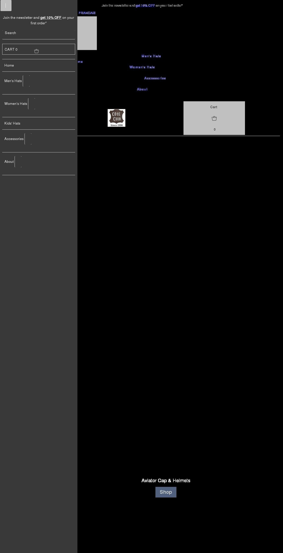 cotecuirleather.com shopify website screenshot