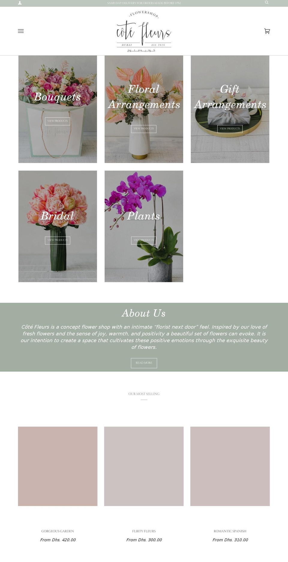 cotefleurs.ae shopify website screenshot