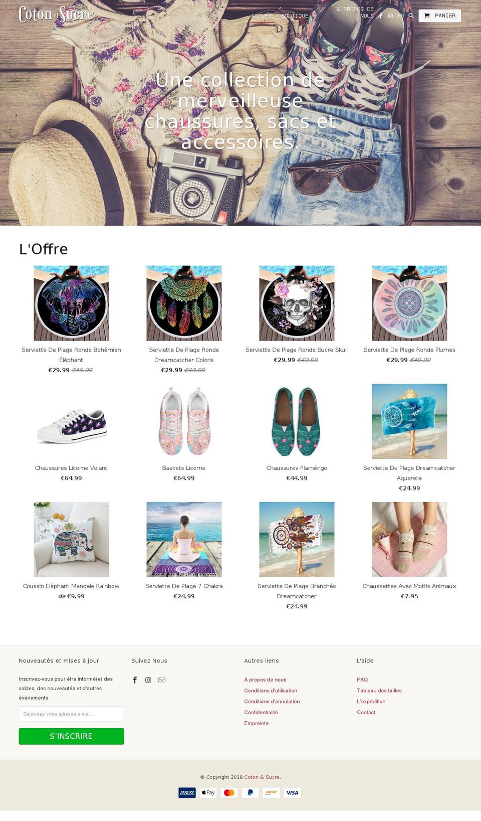 cotonetsucre.com — Shopify storefront screenshot