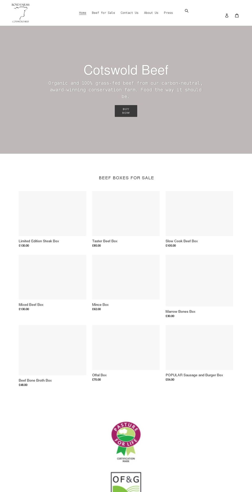 cotswoldbeef.com shopify website screenshot