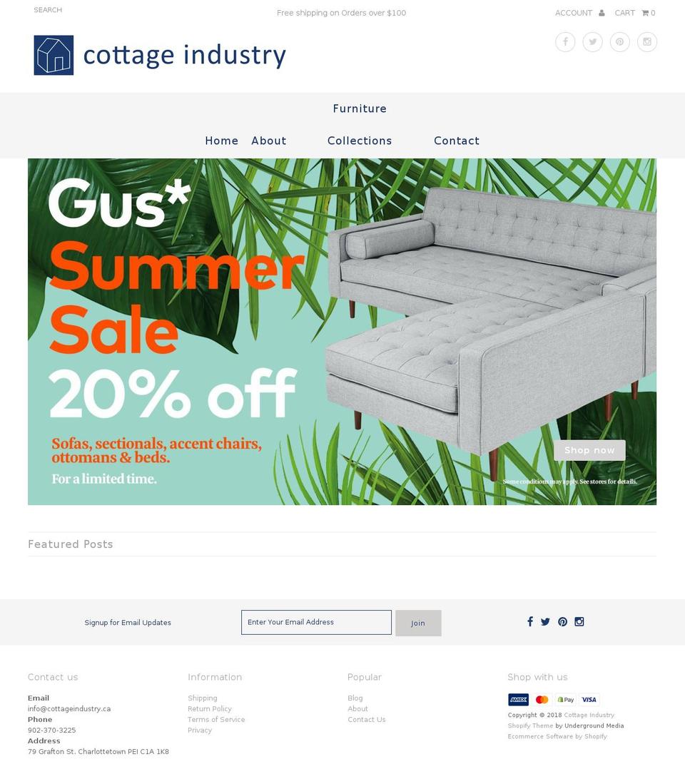 cottage-industry.ca shopify website screenshot