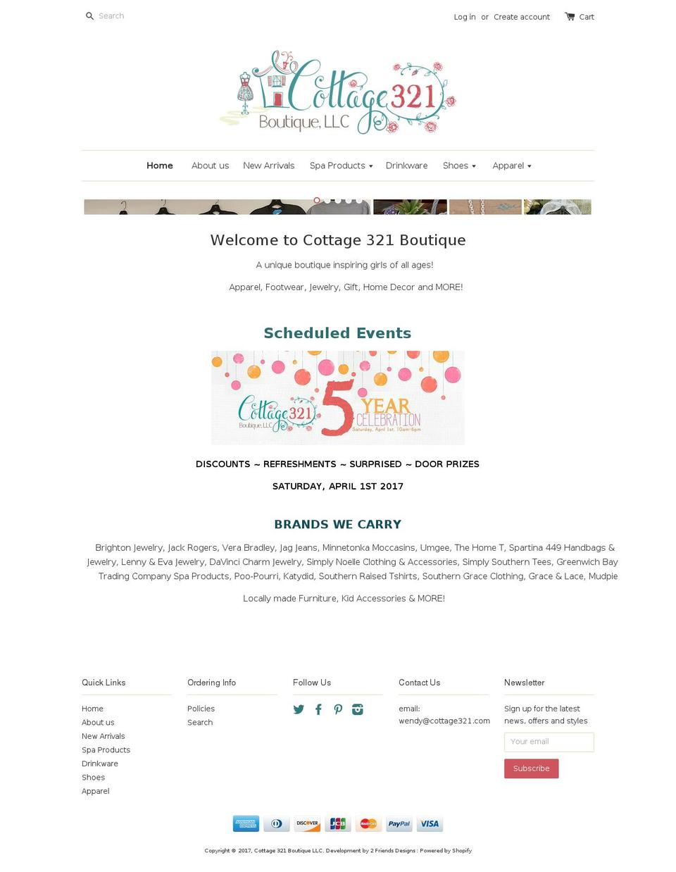 cottage321.com shopify website screenshot