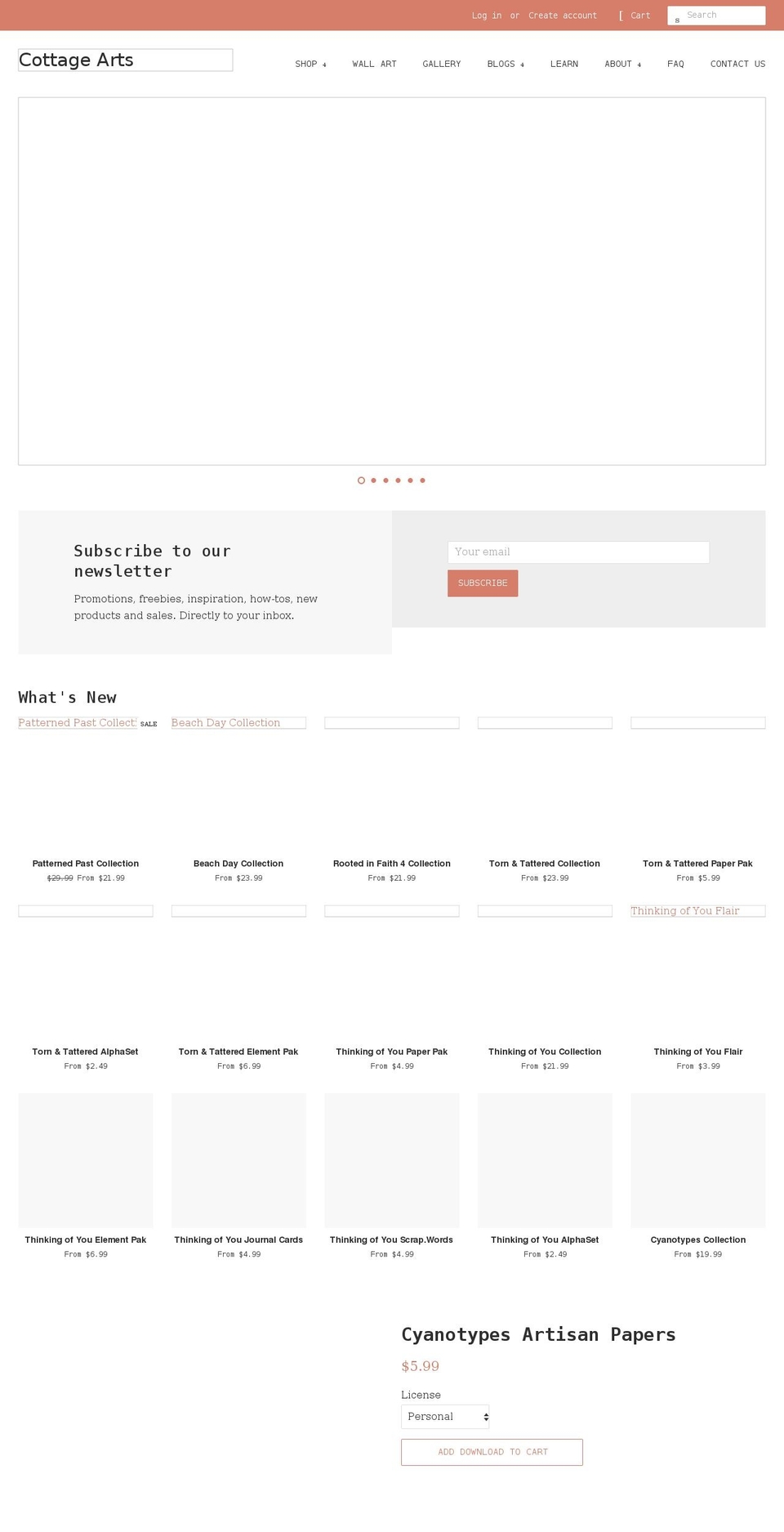 cottagearts.com shopify website screenshot