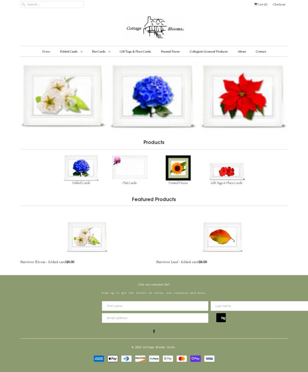 cottagebloomscards.com shopify website screenshot