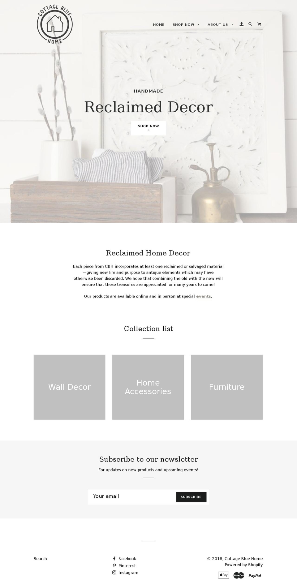 cottagebluehome.com — Shopify storefront screenshot