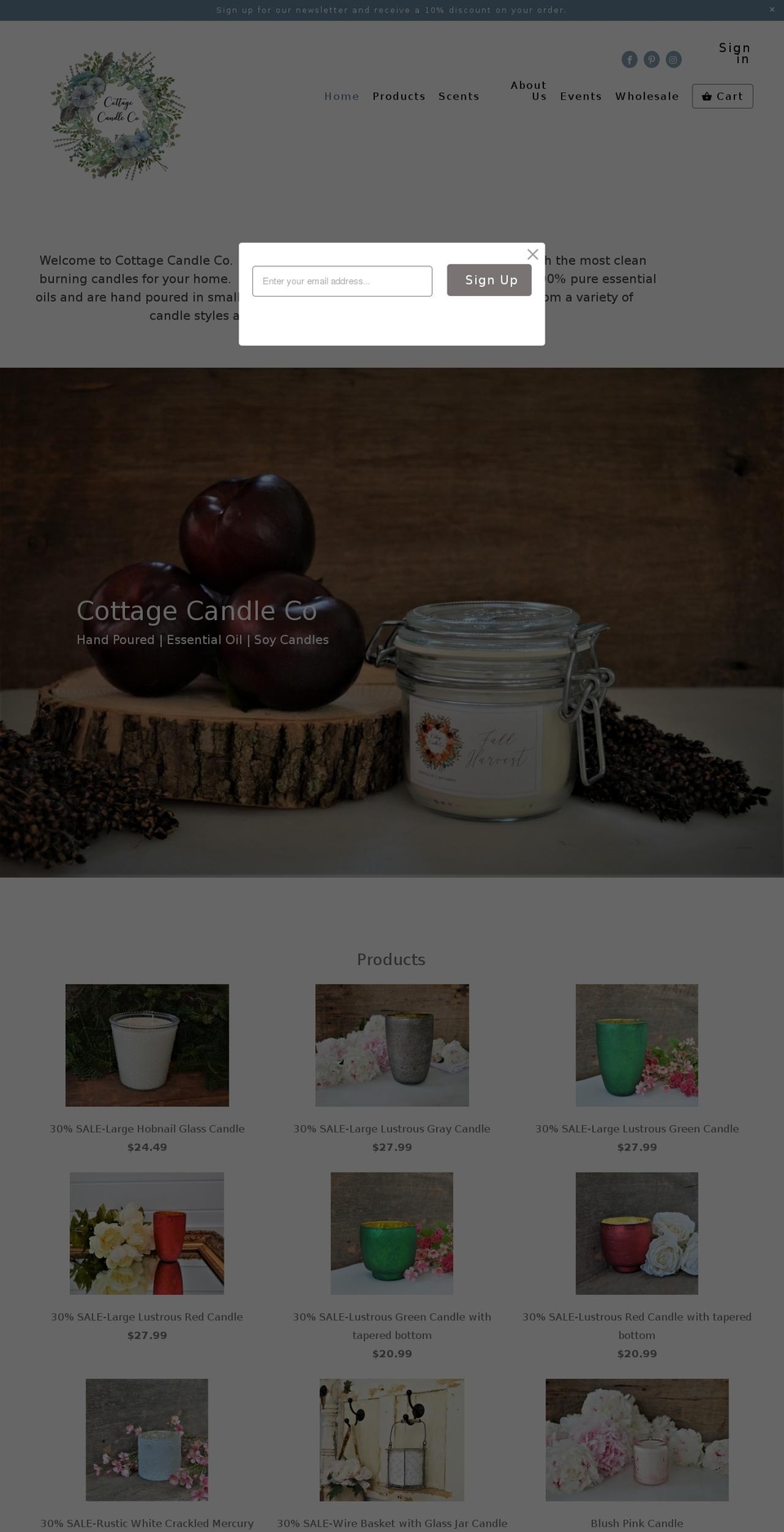 cottagecandleco.com shopify website screenshot