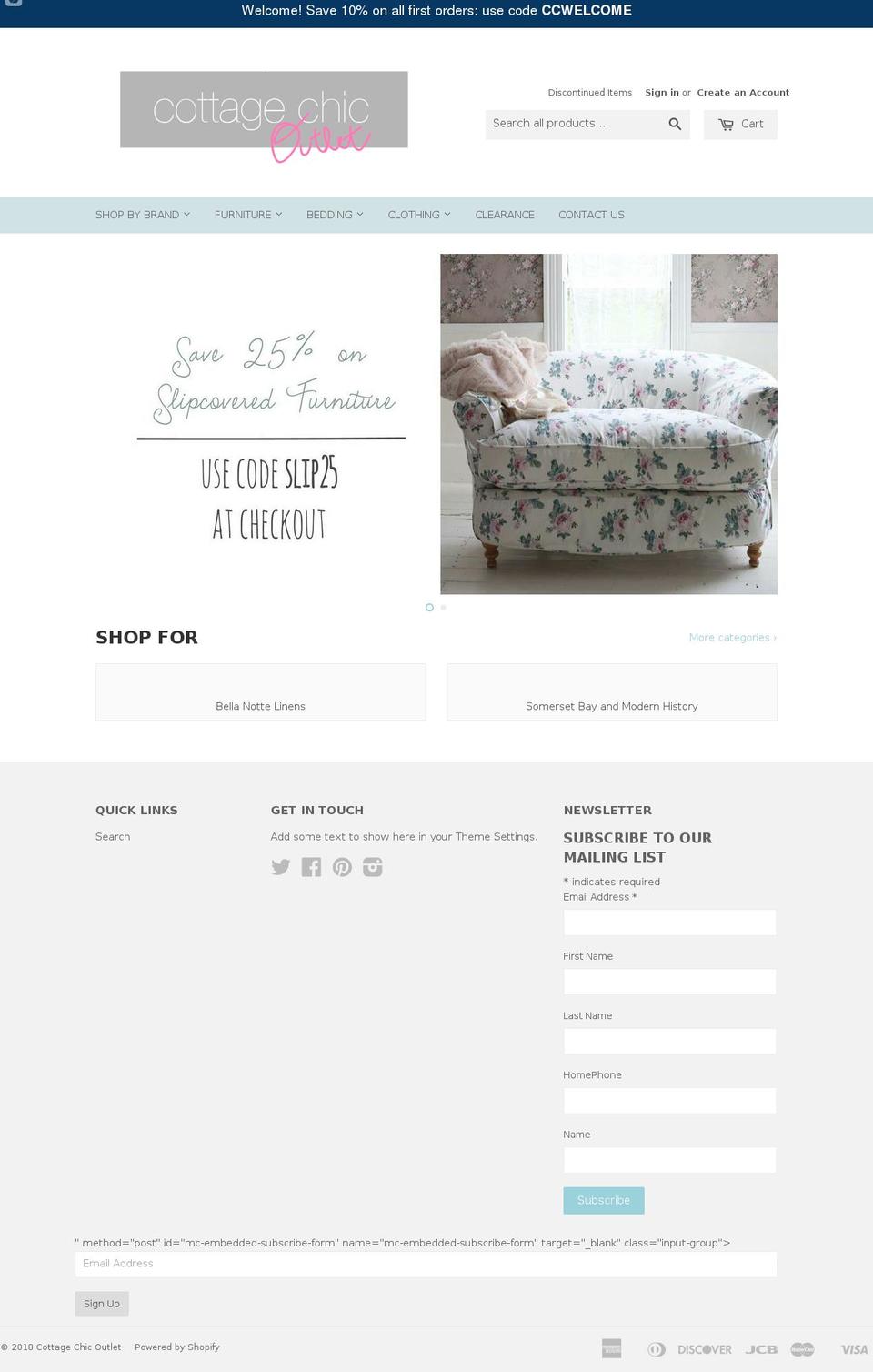 cottagechicoutlet.com — Shopify storefront screenshot