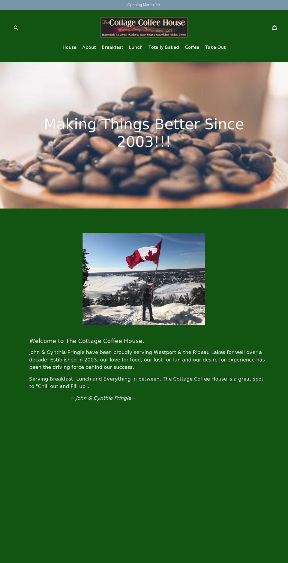cottagecoffee.com — Shopify storefront screenshot