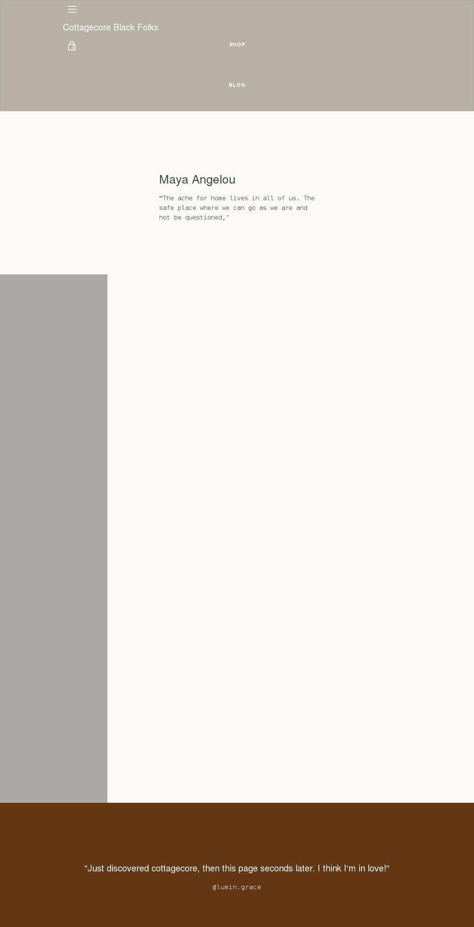 cottagecoreblackfolk.com shopify website screenshot