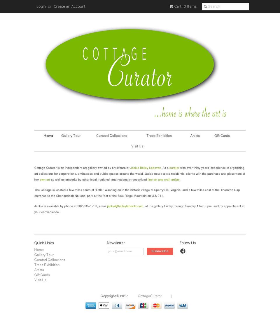 cottagecurator.com shopify website screenshot