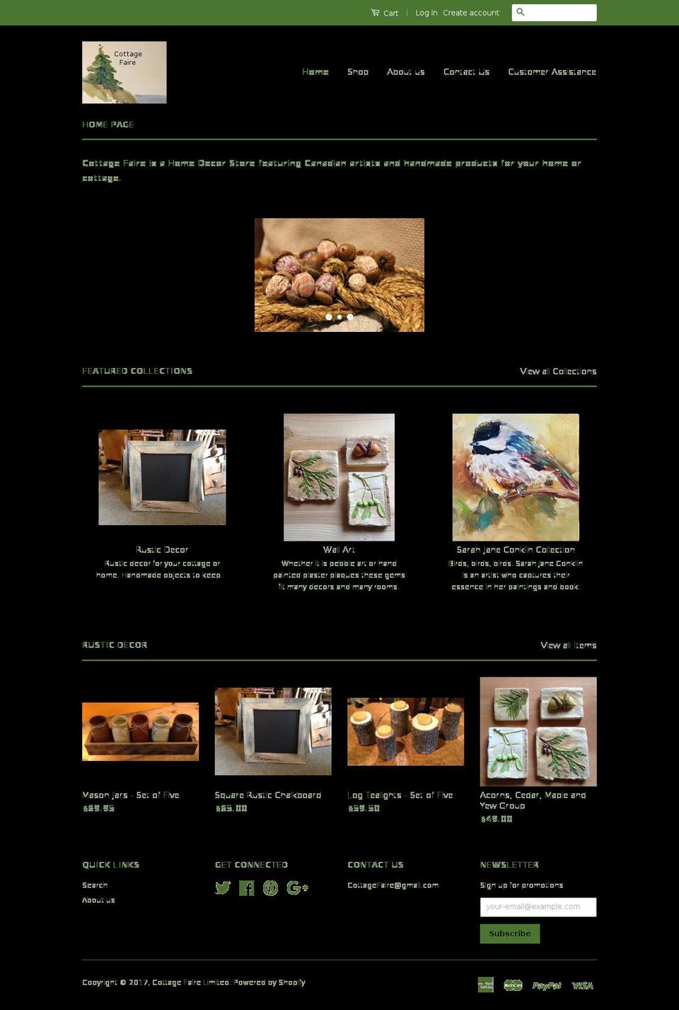 cottagefaire.com shopify website screenshot