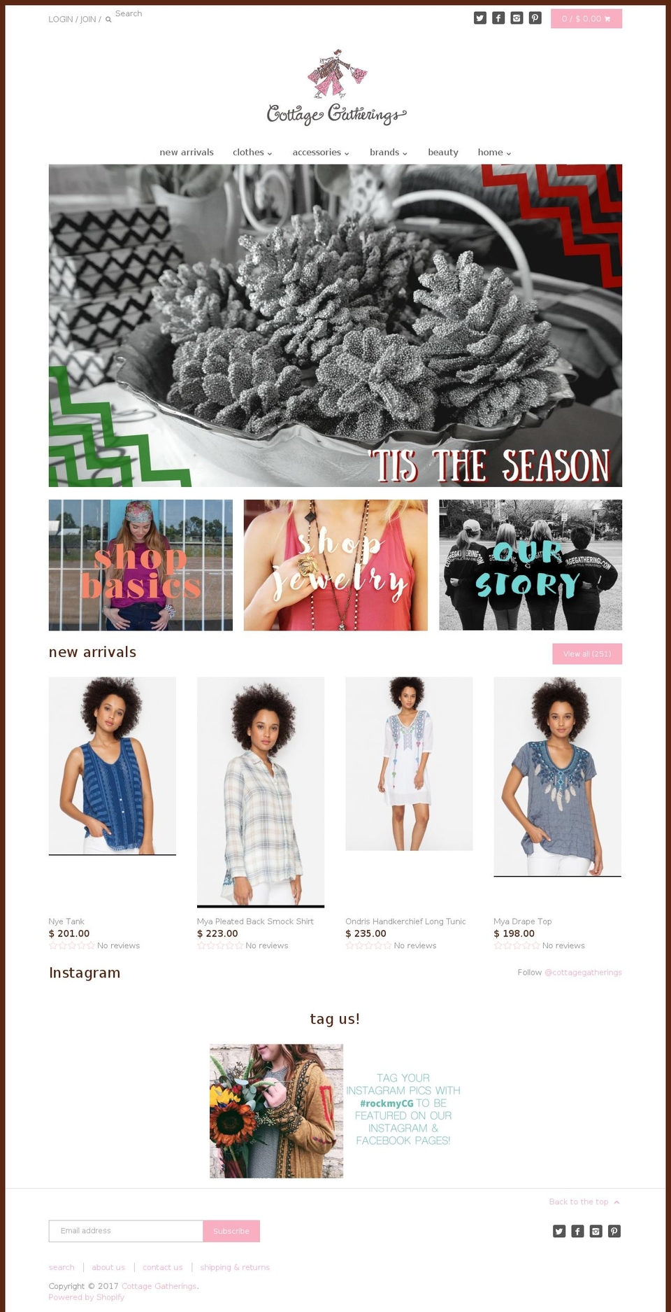 cottagegatherings.com shopify website screenshot