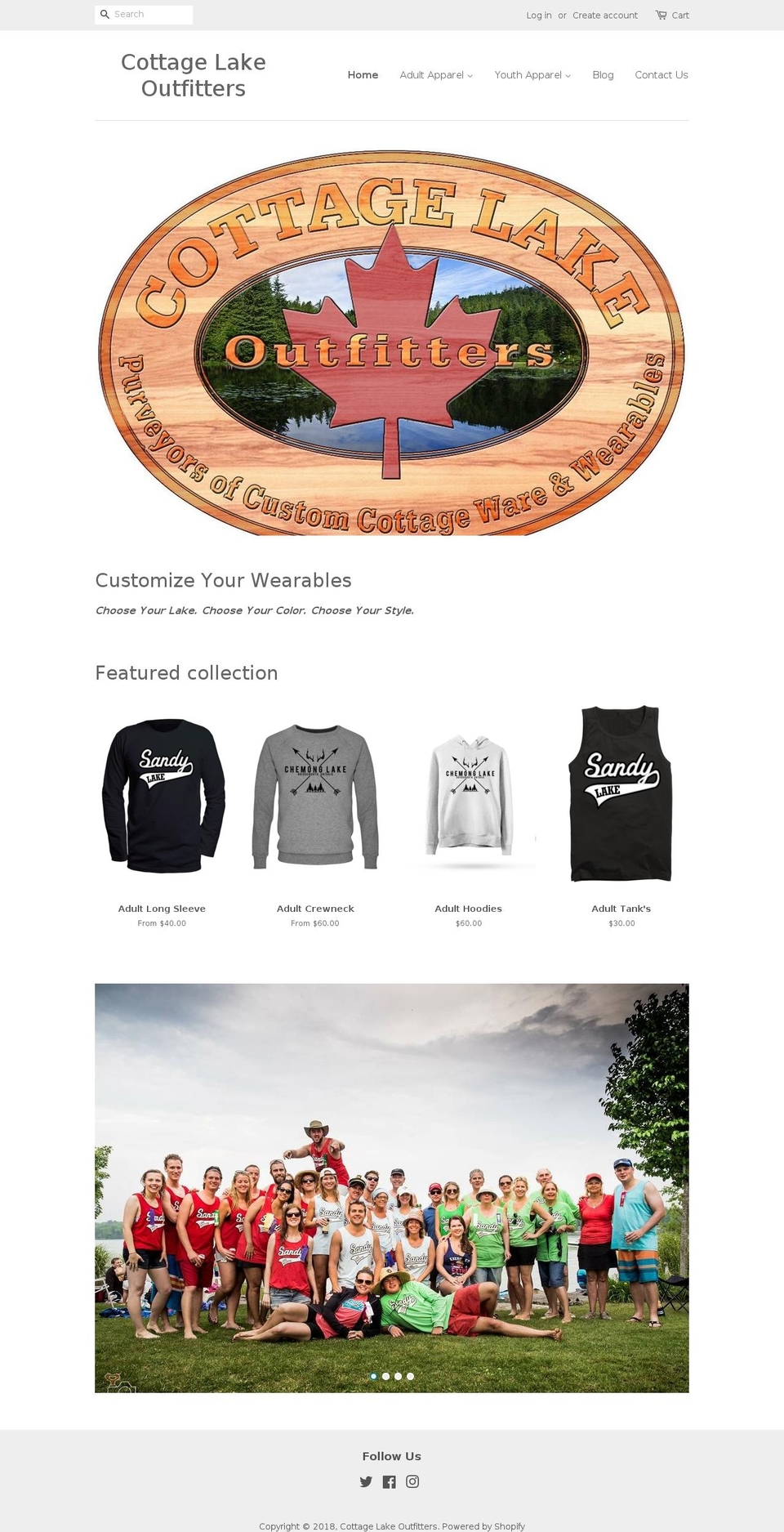 cottagelakeoutfitters.com — Shopify storefront screenshot