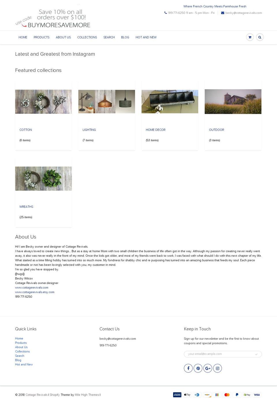 cottagerevivals.com — Shopify storefront screenshot