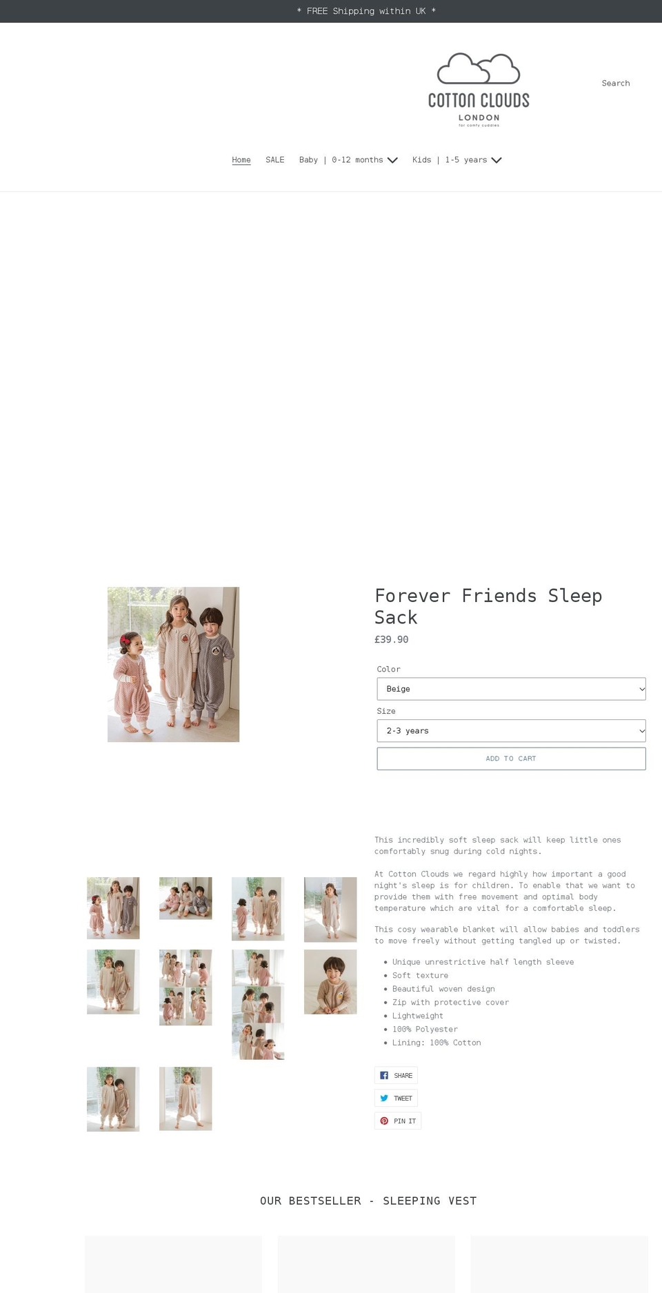 cotton-clouds.com shopify website screenshot