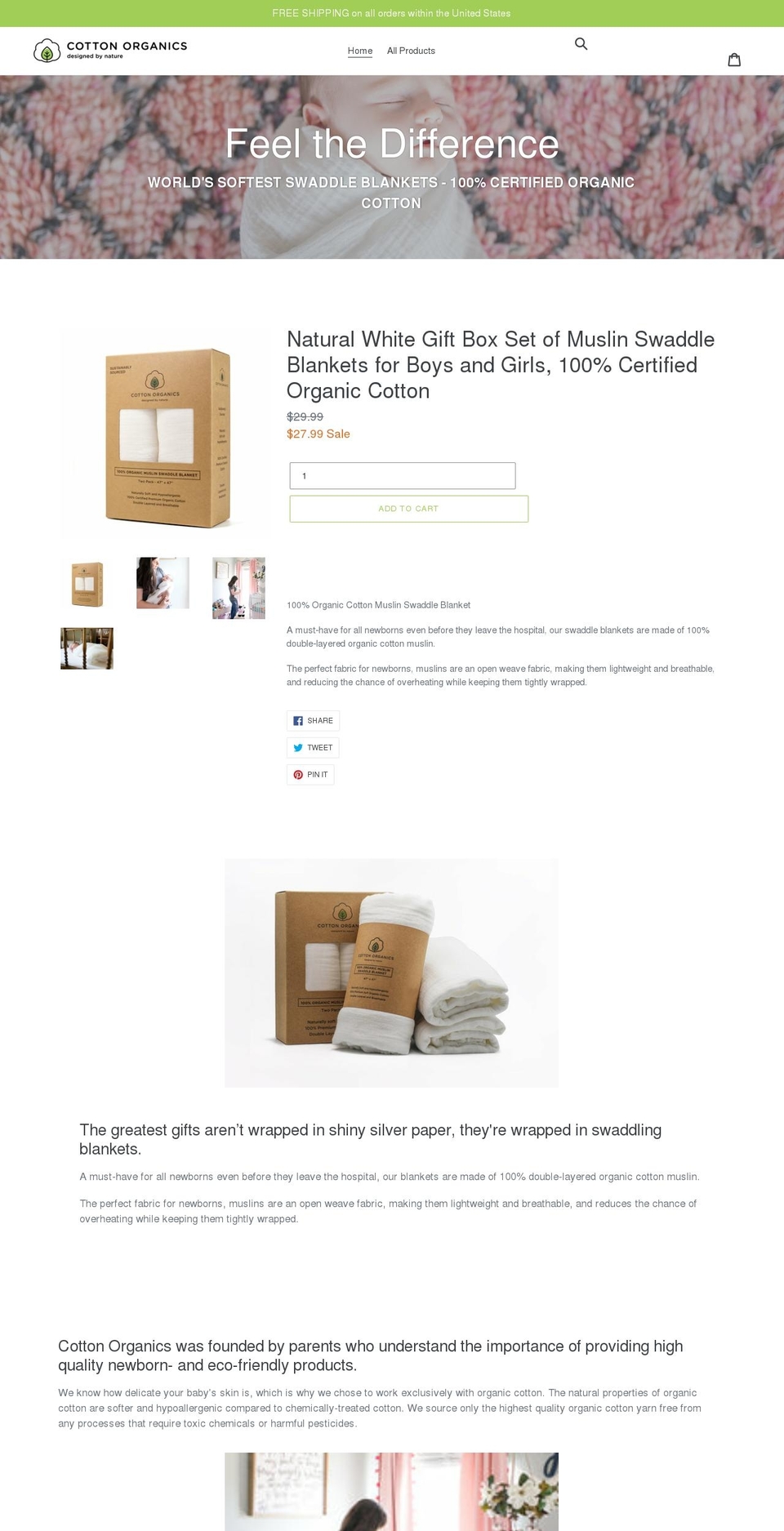 cotton-organics.com shopify website screenshot