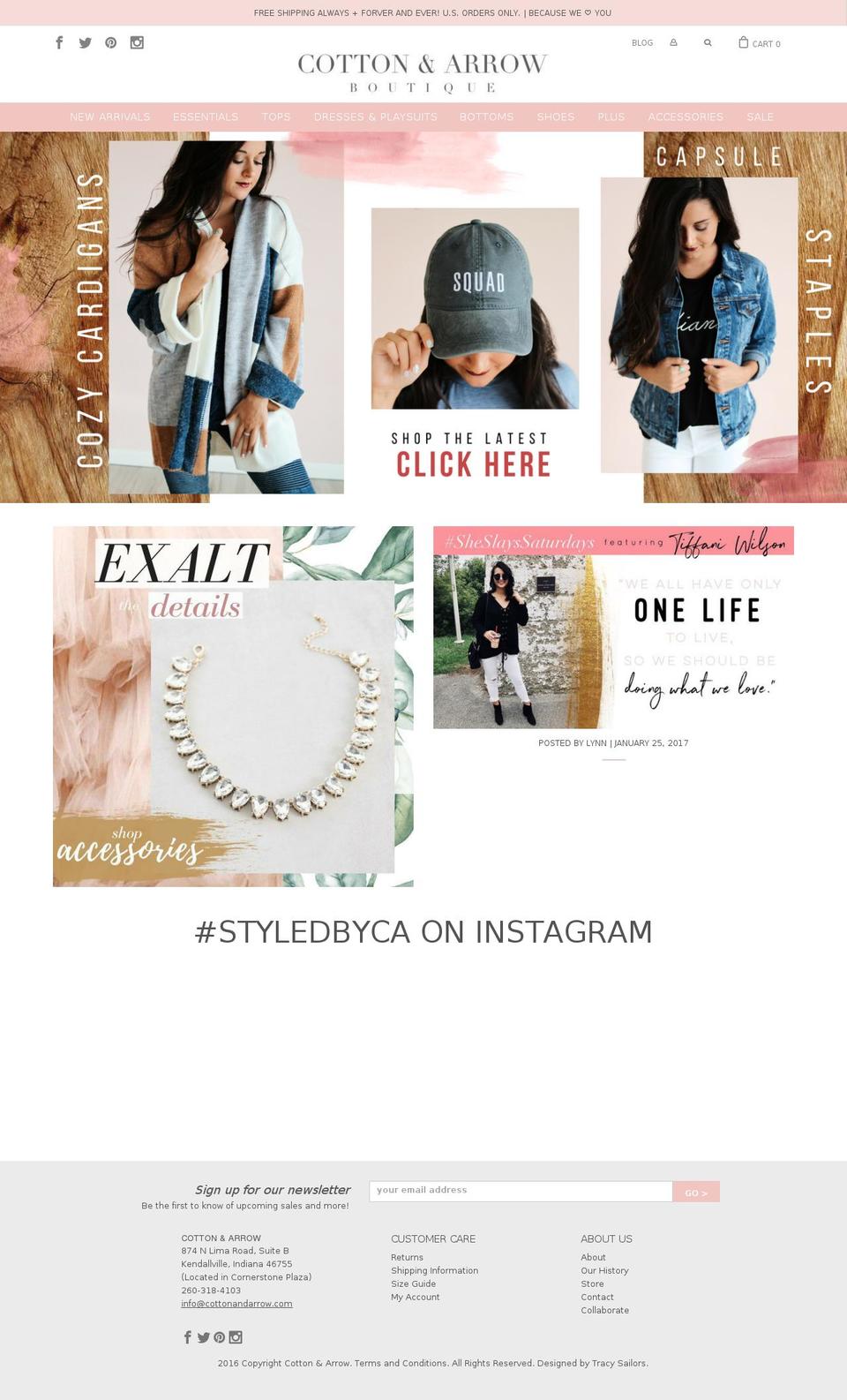 cottonandarrow.com — Shopify storefront screenshot