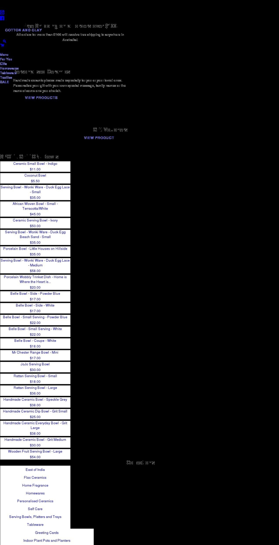 cottonandclay.com.au shopify website screenshot