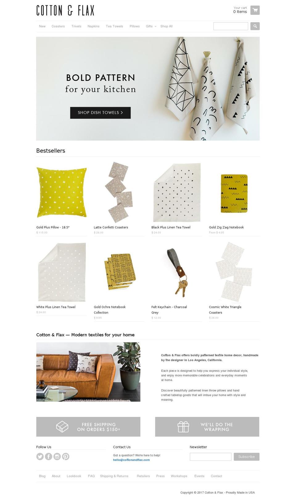 cottonandflax.com shopify website screenshot