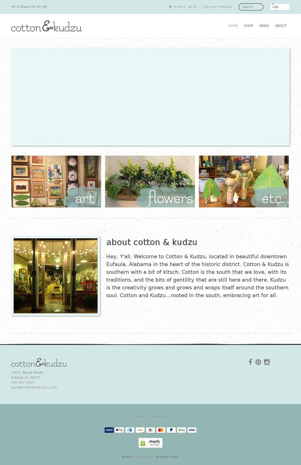 cottonandkudzu.com — Shopify storefront screenshot