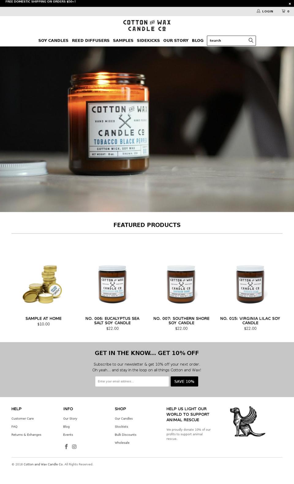 cottonandwax.com — Shopify storefront screenshot