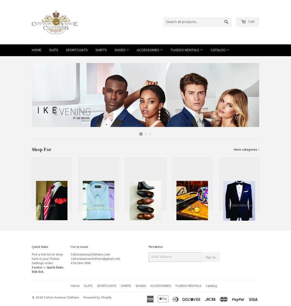cottonavenueclothiers.com shopify website screenshot