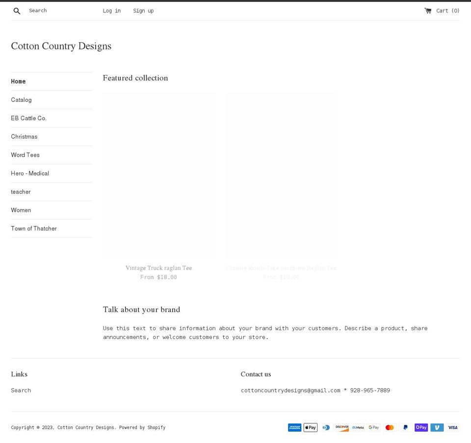 cottoncountrydesigns.com shopify website screenshot