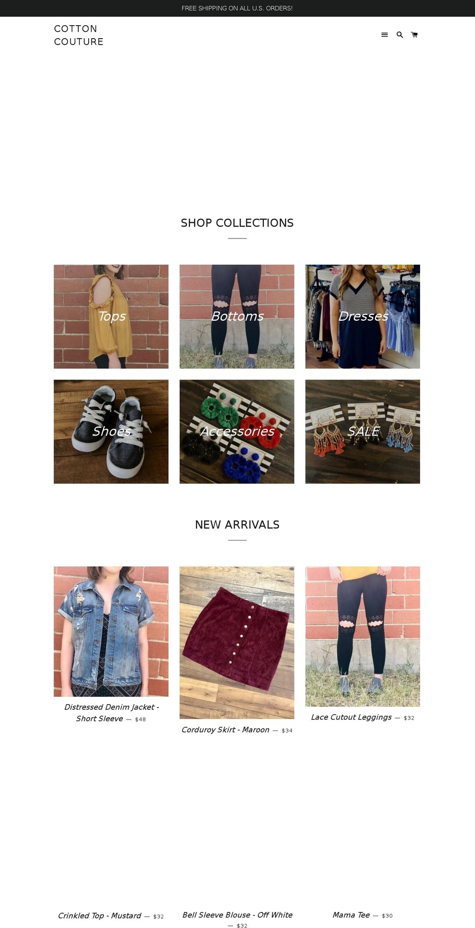 cottoncoutureco.com — Shopify storefront screenshot