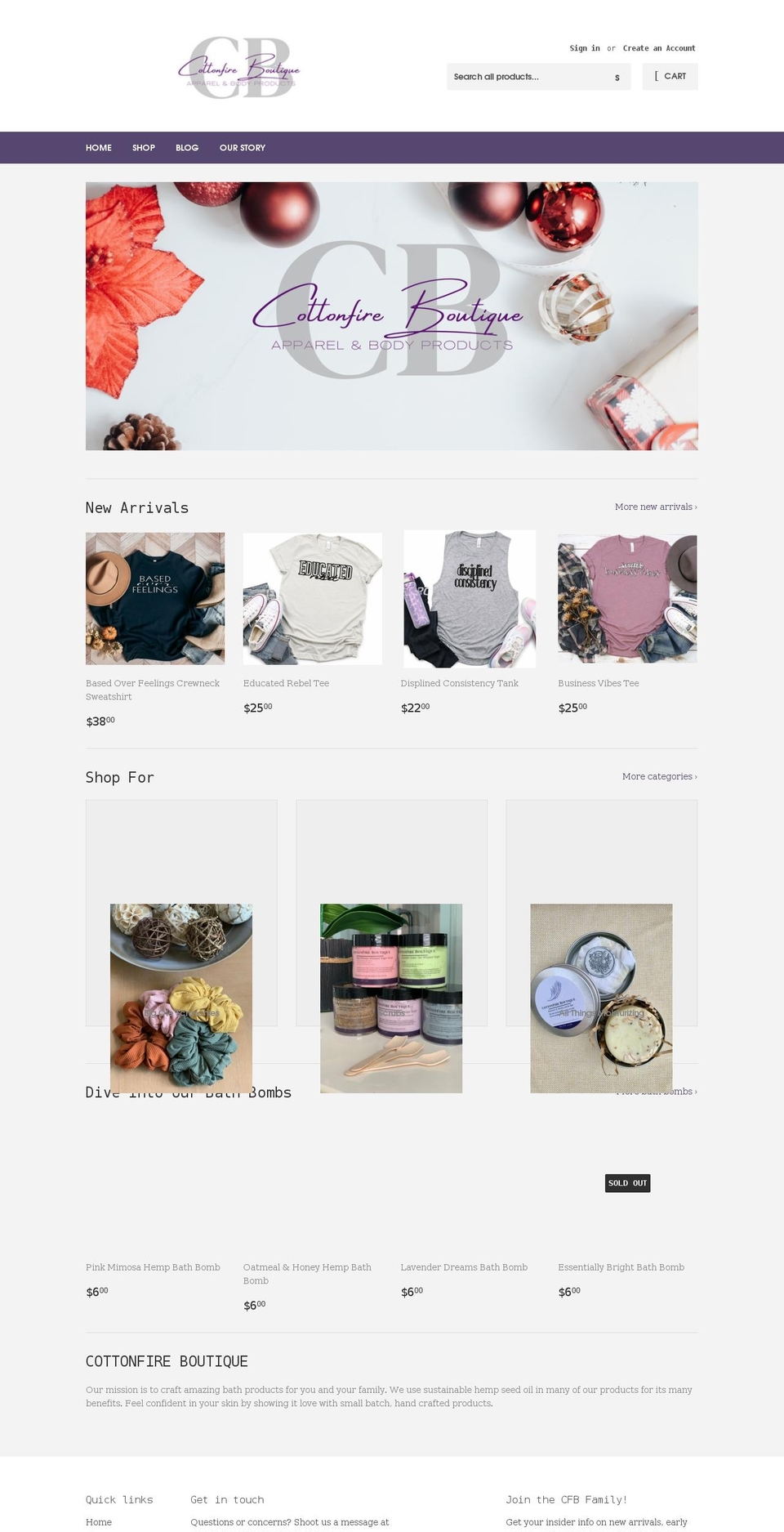 cottonfireboutique.com shopify website screenshot