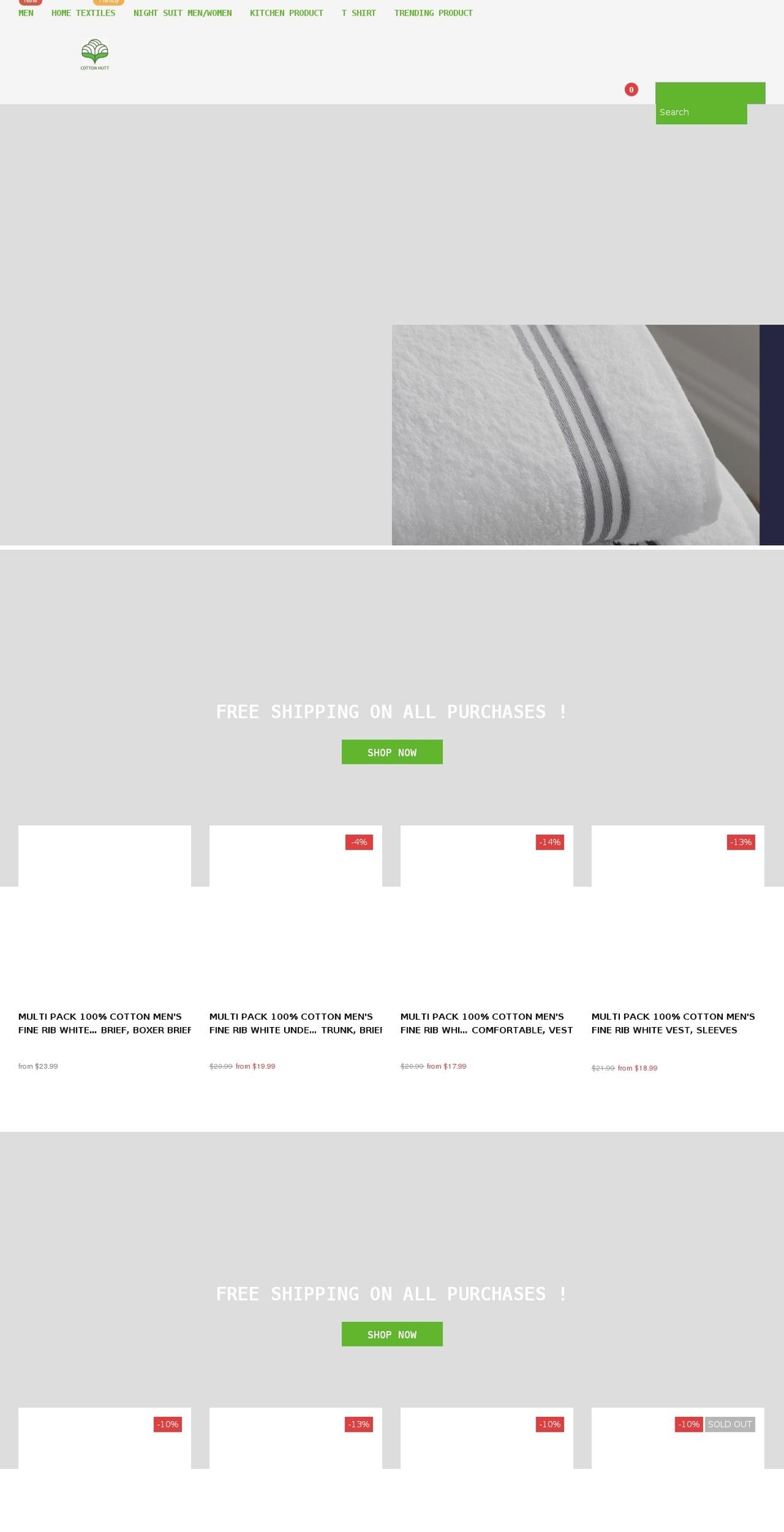 cottonhutt.com shopify website screenshot