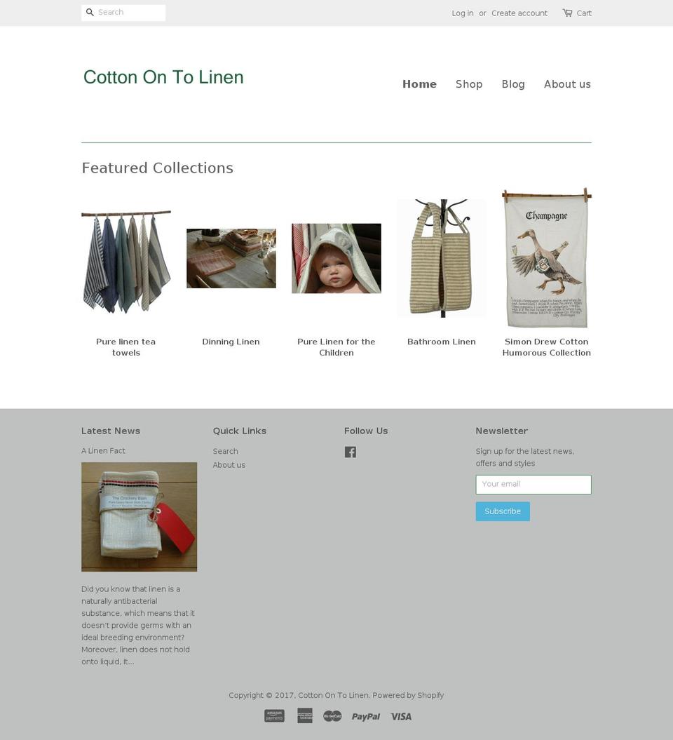 cottonontolinen.co.uk shopify website screenshot