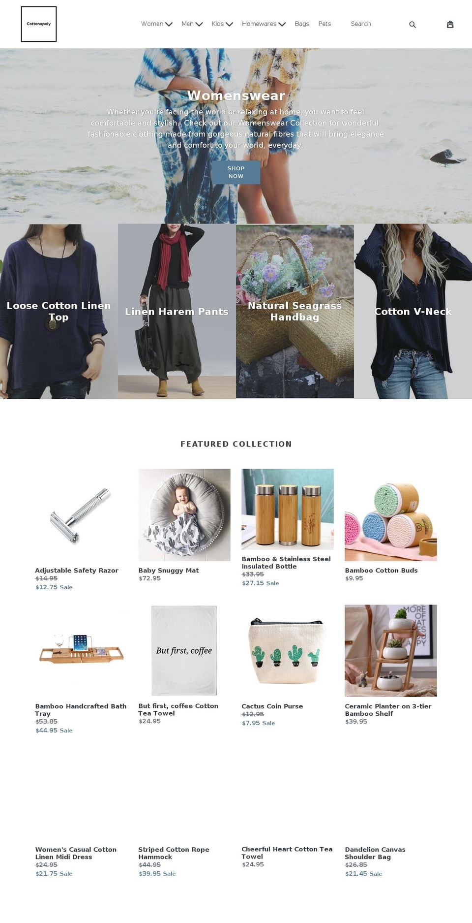 cottonopoly.com — Shopify storefront screenshot