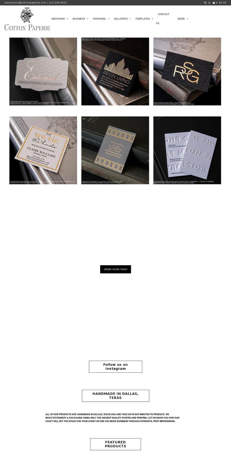 cottonpaperie.com — Shopify storefront screenshot