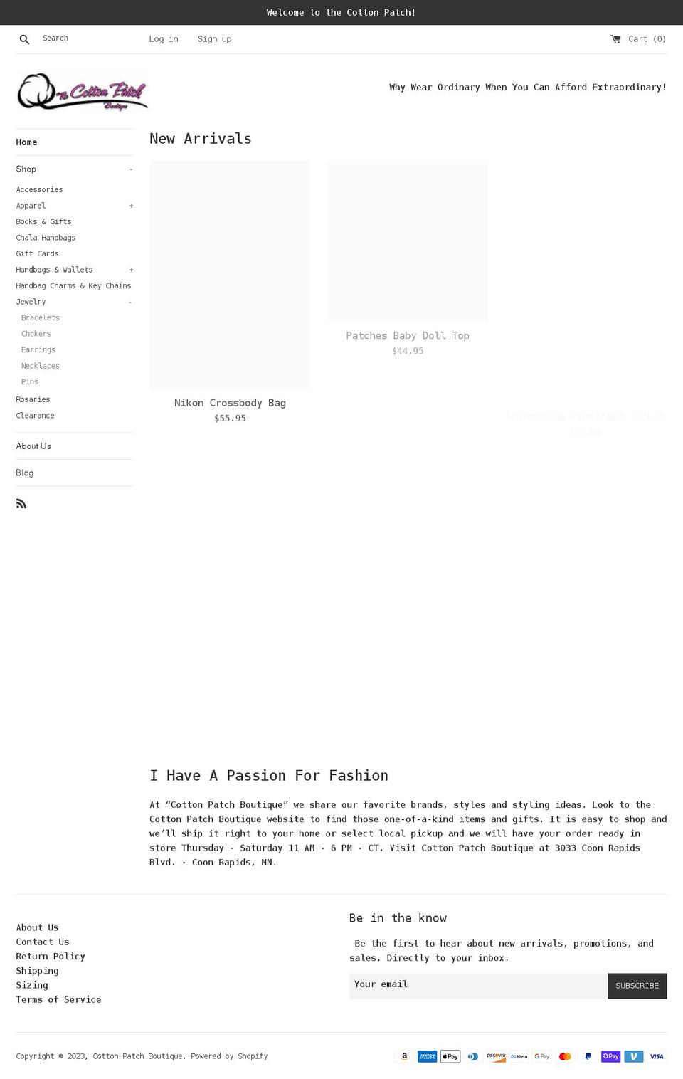 cottonpatchboutique.com shopify website screenshot