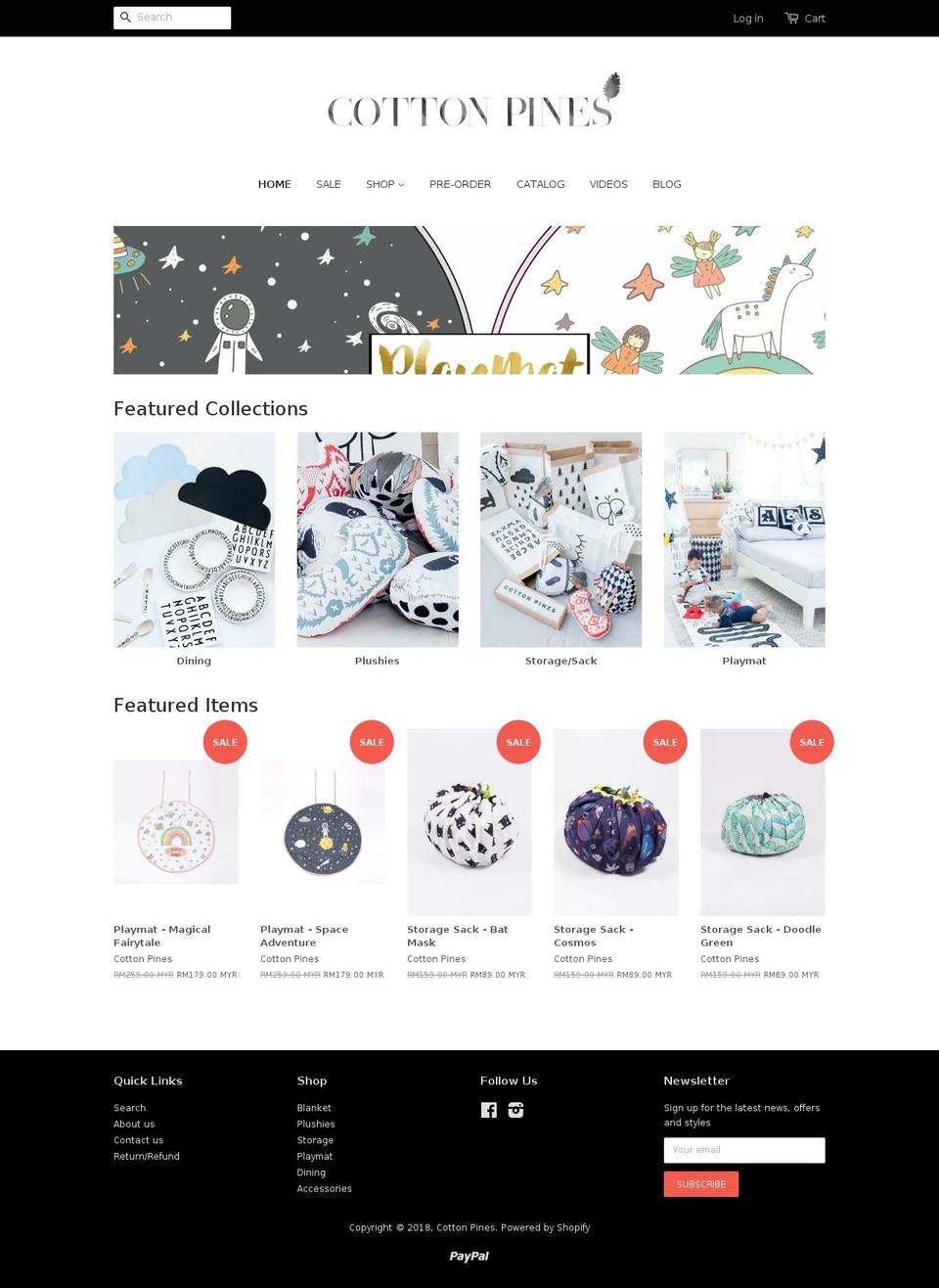 cottonpines.com — Shopify storefront screenshot