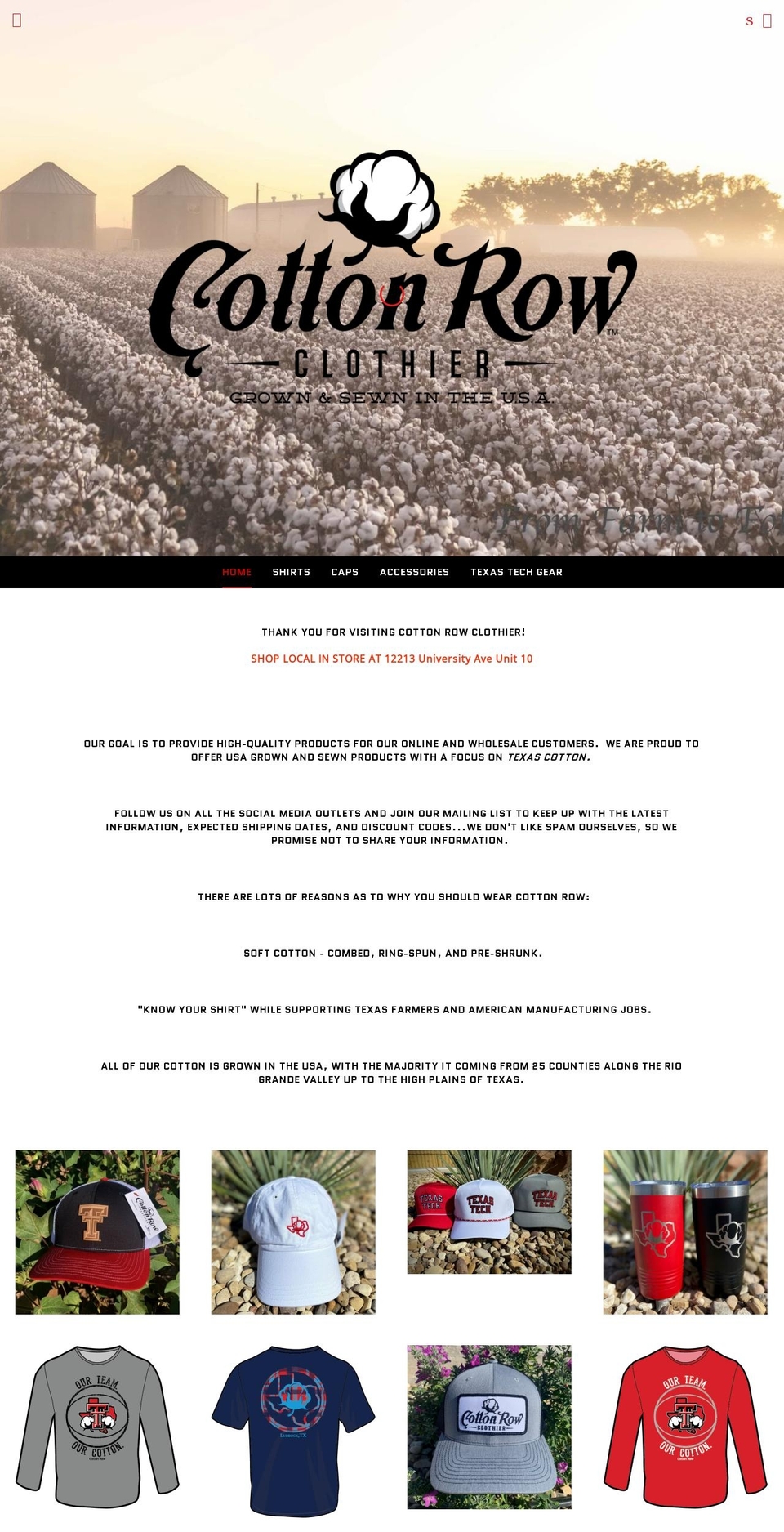 cottonrowclothier.com shopify website screenshot