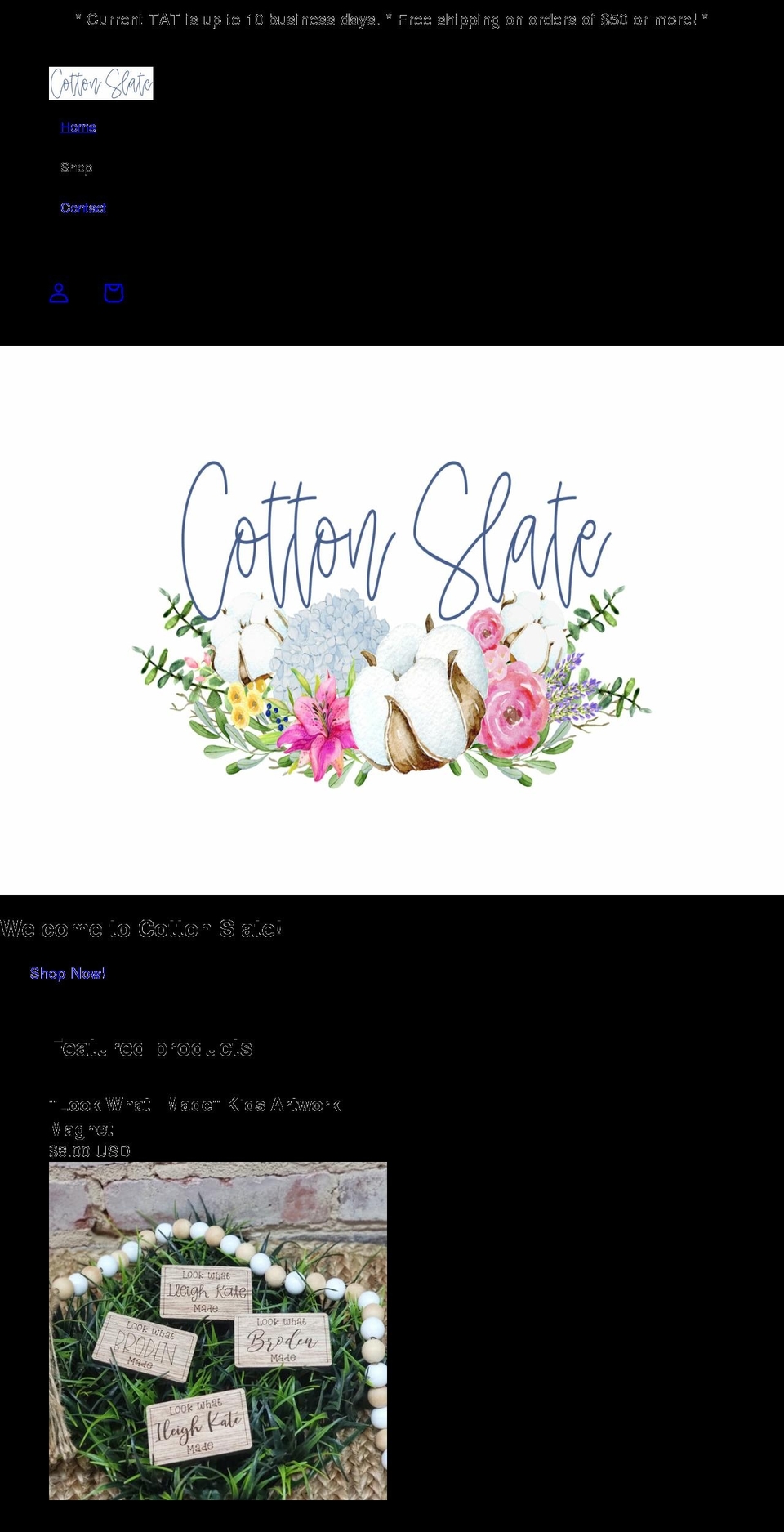cottonslate.com shopify website screenshot