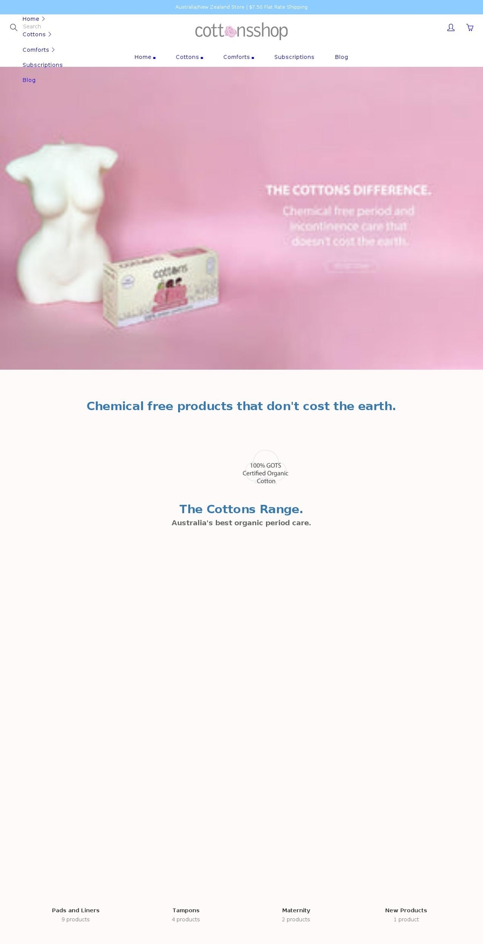 cottonsshop.com.au shopify website screenshot