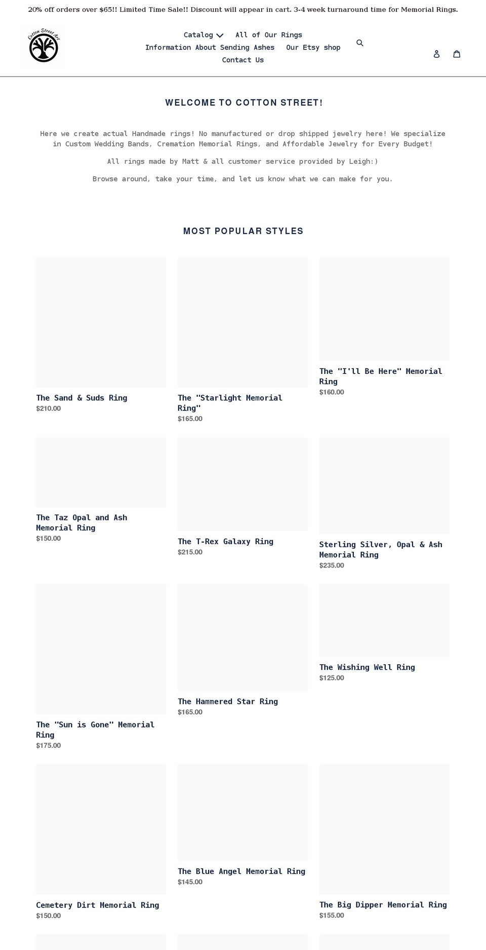 cottonstreetart.com shopify website screenshot