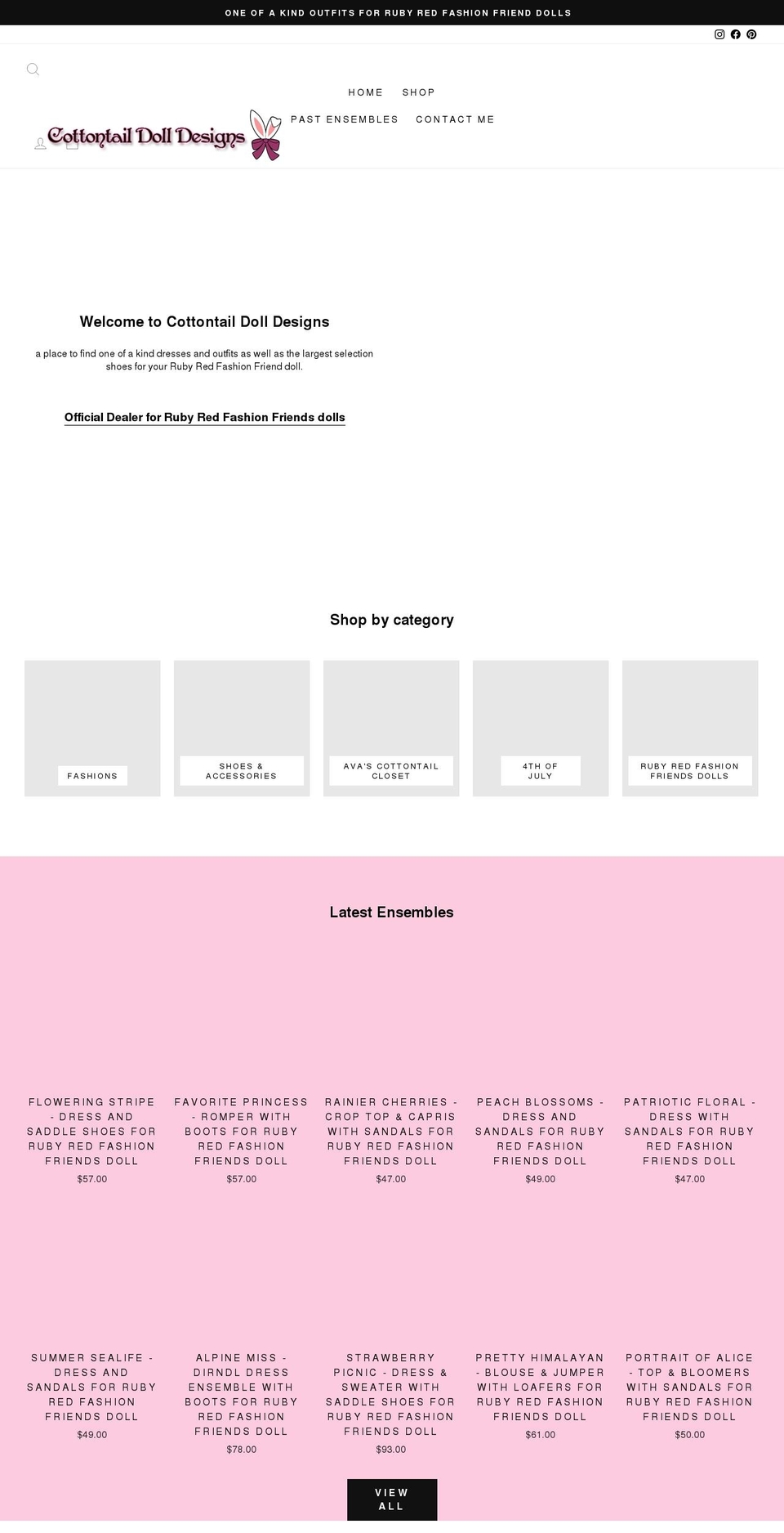 cottontaildolldesigns.com shopify website screenshot