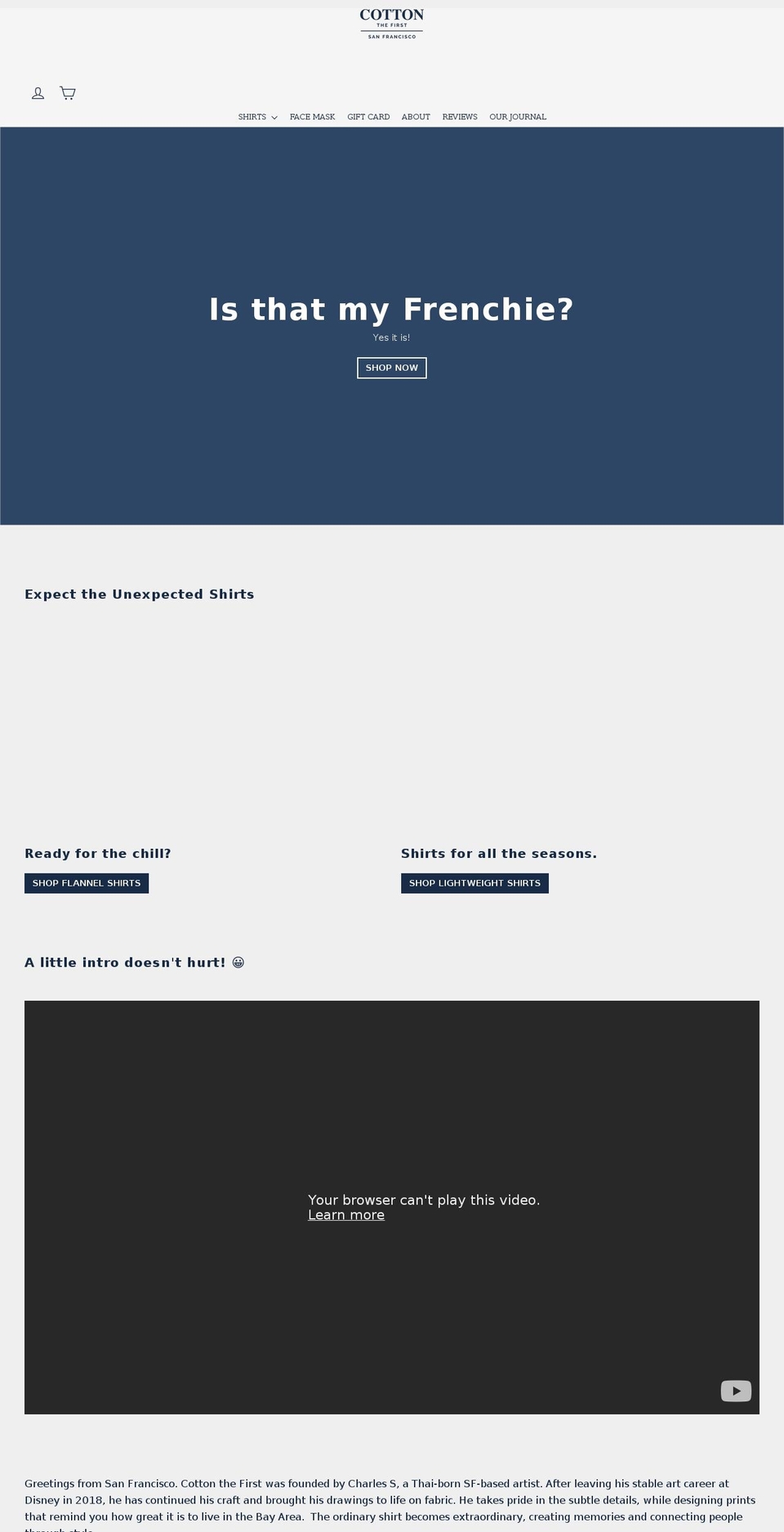 cottonthefirst.com — Shopify storefront screenshot