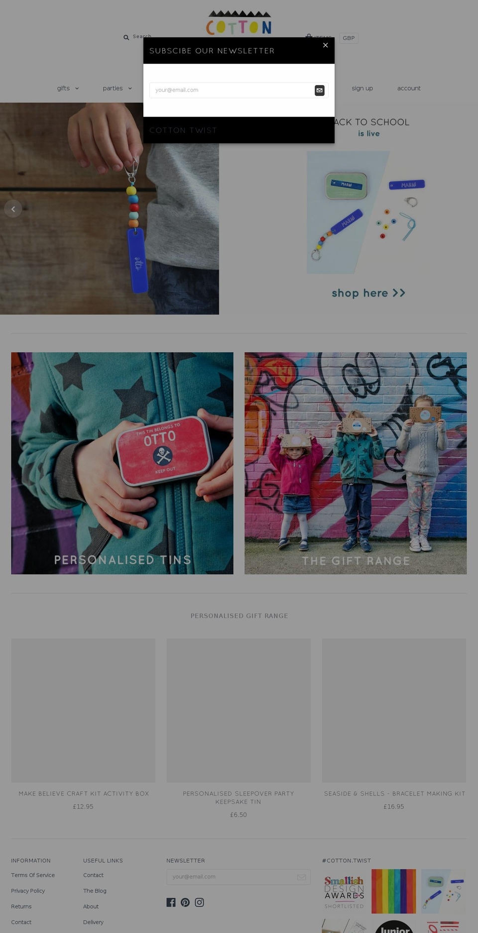 Copy of Pacific Shopify theme site example cottontwist.co.uk