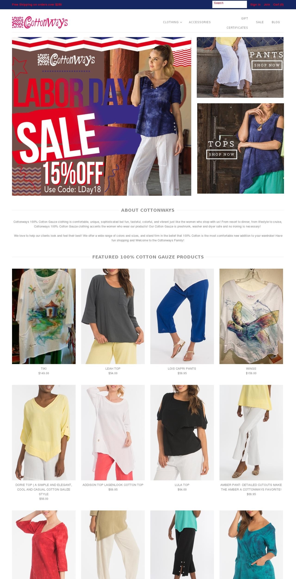 cottonways.net shopify website screenshot