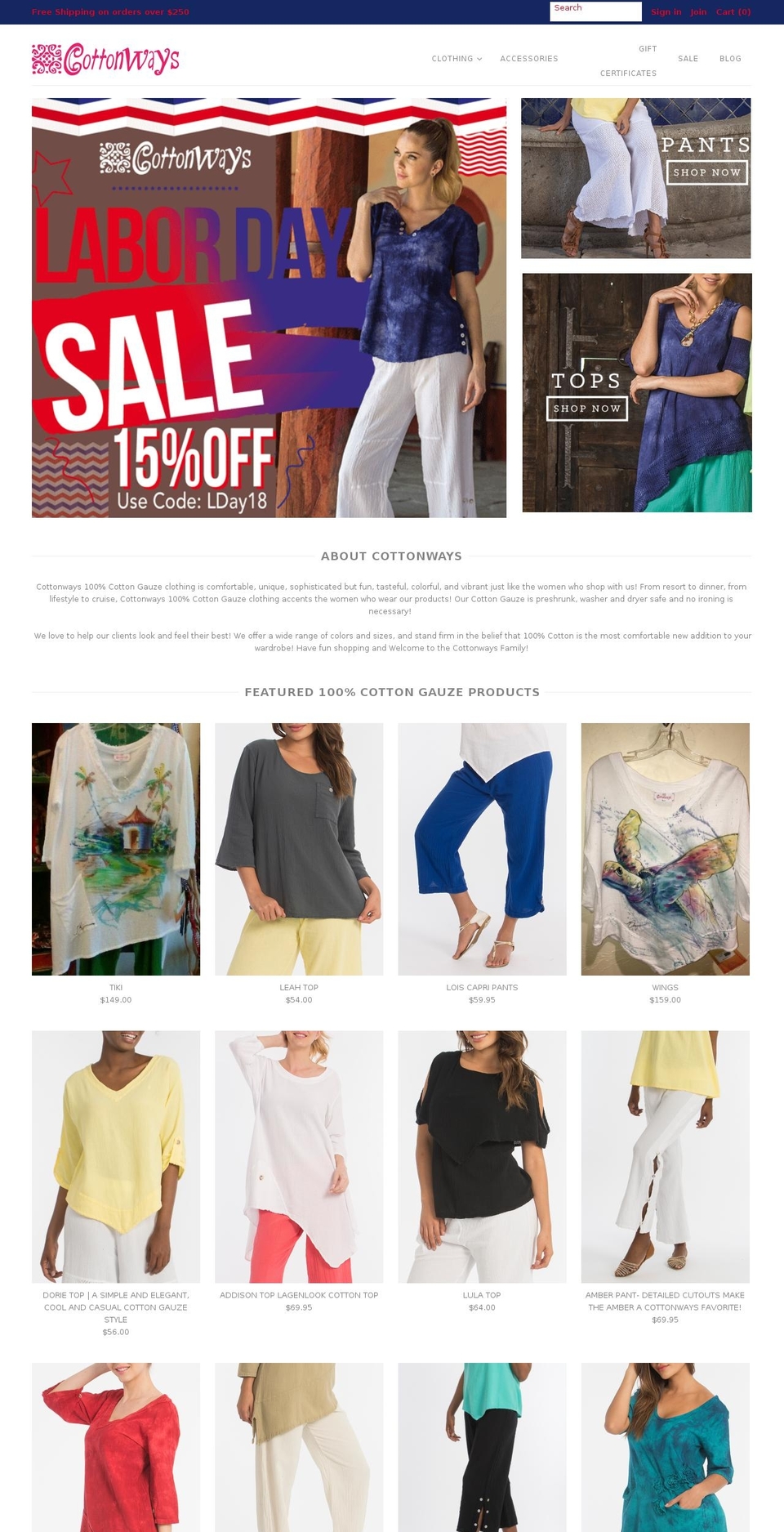 cottonways.org shopify website screenshot